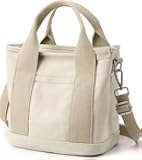 Small Tote Bag with Zipper, 2024 Canvas Multi-Pocket Crossbody Bag Shoulder Bag Satchel Hobo Bag Messenger Bag