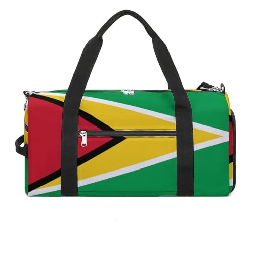 Guyana Flag Travel Duffel for Boys Girls with Shoe Compartment Overnight