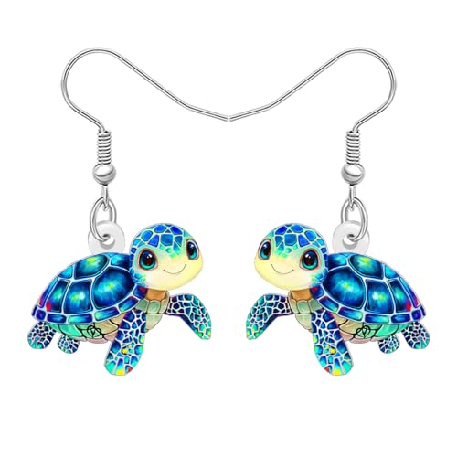 Acrylic Cute Green Turtle Earrings Dangling Ocean Beach Summer Jewelry Sea Turtle Gifts for Women Mom Animal Lovers