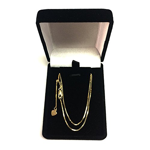 Jewelry Affairs 10K Yellow Real Gold Adjustable Box Link Chain Necklace, 0.85Mm, 22" #TOP4