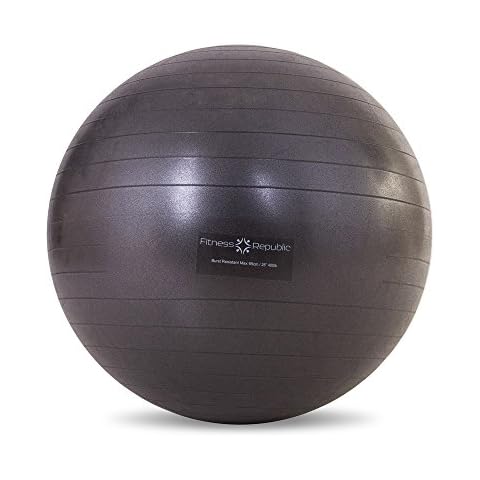 Fitness Republic 65cm Stability Ball Black with Pump (Exercise Ball/Gym Ball) Cover