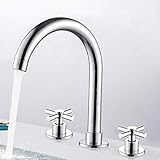 3 Orificios Grifo Lavabo Baño Latón Doble Manija Grifo De Lavabo Tipo Split Frío Y Calor Grifo De Lavabo De Baño Cromado