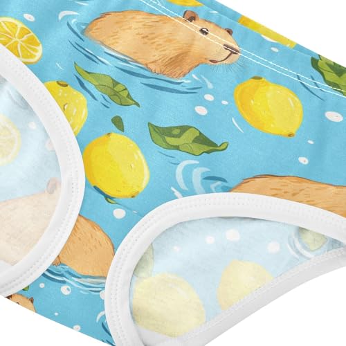 Wusikd Capybaras Swimming Girls' Underwear Cotton Lemon Girls Briefs Soft Toddler Underwear 2T4