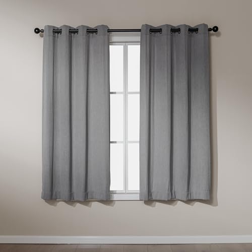 Image of Amazon Basics Chenille Room Darkening Curtains, Light Filtering Window Drapes for Bedroom and Living Room, 2-Panel Set with Grommets, 52 inch W x 63 inch L, Grey Classic