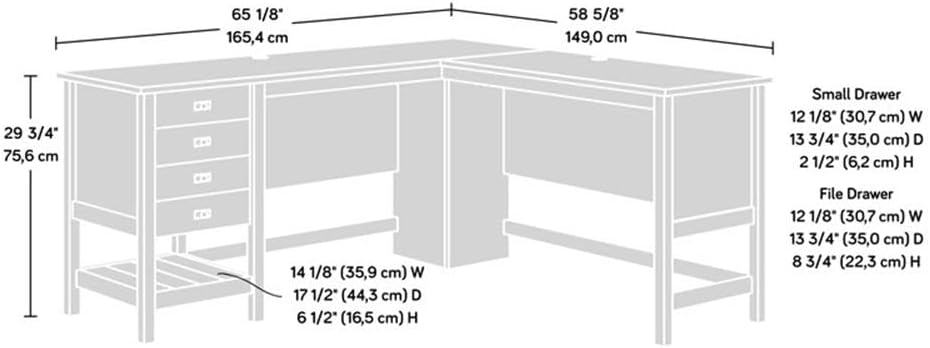 Sauder Cottage Road Engineered Wood L-Shaped Computer Desk in Mystic Oak
