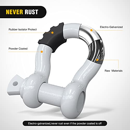 Image of Nilight 2 Pack 3 /4 inch D-Ring Shackle with 7 /8 inch Screw Pin 41,887lbs Break Strength, Heavy Duty Off Road Recovery with Isolators Washers for Use with Tow Strap, Winch, Off-Road Jeep Truck Vehicle
