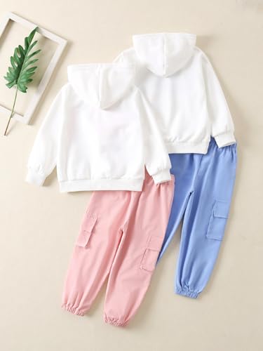 Girls' Sweatsuit Set 4 Piece Letter printed Hoodie and Cargo Pants Fall Winter Activewear Set 9-10Y2