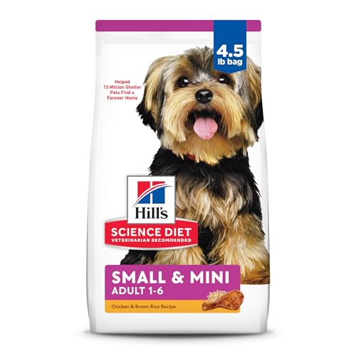 Hill’s Science Diet Small & Mini, Adult 1-6, Small & Mini Breeds Premium Nutrition, Dry Dog Food, Chicken & Brown Rice, 4.5 lb Bag