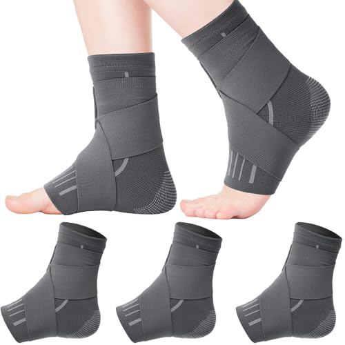 Image of Tarpop 1 Pair Ankle Brace for Kids Compression Ankle Sleeves Adjustable Foot Support Brace Elastic Guard for Children Boys Girls Sports Running Jogging Dance Fitness Gymnastics(Grey,Small)