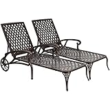 Chaise Outdoor Aluminum Wheels Lounges Chair, ROIYEIER Outdoor Adjustable Reclining Patio Furniture...