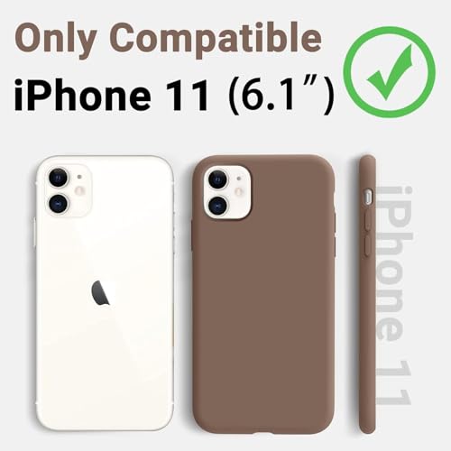 Image of VONZEE Microfiber Candy Case Compatible for iPhone 11 6.1 inch, Shockproof Slim Back Cover Liquid Silicone Case (Brown)