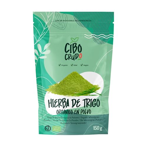 Hierba de Trigo en Polvo Orgánico - 150g. Fuente de Clorofila Vitamina A/C/E y Antioxidantes para Jugos o Batidos. Wheat Grass Powder Organic.
