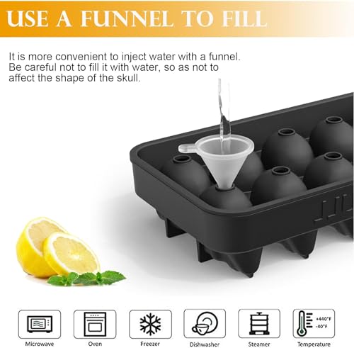Ice Cube Trays,Silicone Ice Cube Mold Maker with Lid,Skull Head Style Mold,for Chilling Whiskey, Cocktail, Beverages, Pudding Chocolate - Image 4