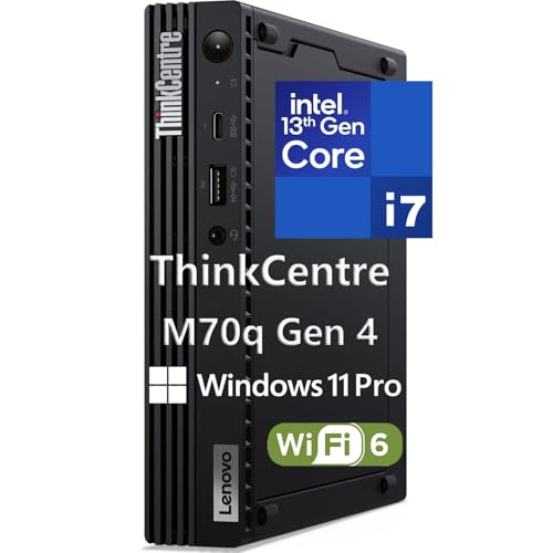 Lenovo ThinkCentre M70q Gen 4 MFF 1L Tiny PC Business Mini Desktop Computer, 16GB DDR5 RAM, 512GB PCIe SSD, 13ª generación Intel 16-Core i7-13700T, WiFi 6, RJ45, HDMI, DisplayPort, Windows 11 Pro