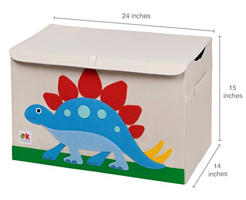 Wildkin Kids Fabric Toy Chest For Boys & Girls, Measures 24 X 15 X 14 Inches Toy Storage, Features Garterized Handle & Cardboard Insert, Toy Box Helps Kids Supplies Organized (Dinosaur Land) #TOP5