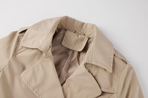 Bellivera Women's Double-Breasted Classic Lapel Slim Windproof Trench Coat with Belt (Crop Length)4