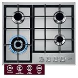 AEG HGB64400SM Piano Cottura a Gas 60 cm 4 Fuochi Griglie in Ghisa Inox