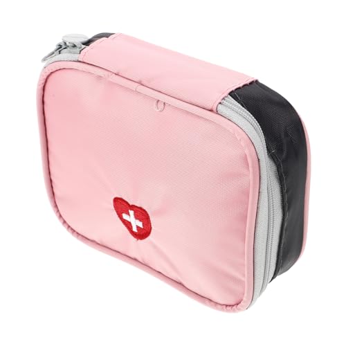 VALICLUD Portable Medicine Bag Lightweight Polyester Organizer for Emergency Medical Supplies for Travel Hiking Camping Outdoor Activities Pink