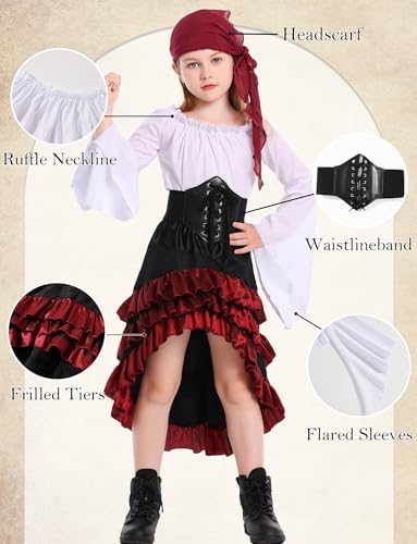 Disfraz pirata niña 12-14 años blanco miniatura 5