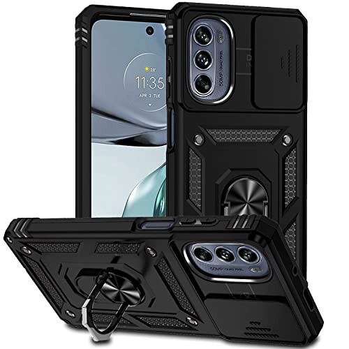 XINYEXIN Cover per Motorola Moto G84, Traslucida Custodia Antiurto Antigraffio con Supporto Anello a 360°, PC + TPU Bumper Case - Army Green