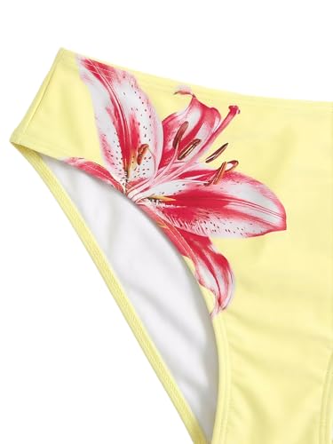 Image of COZYEASE Girls' 2 Piece Ditsy Floral Print Knot Front Ruched Triangle Bikini Swimsuit