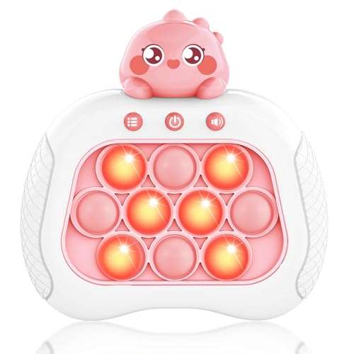 100 Pink Fast-Push-Bubble-Game-Animal for Kids & Adults [Pop Fidget Quick Game] [Light up Puzzle Speed Push Game] [Handheld Fidget Game Toy] Gift