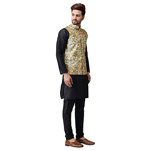Image of SOJANYA (Since 1958, Men's Silk Blend Grey Kurta Pyjama & Silk Blend Jacket Combo