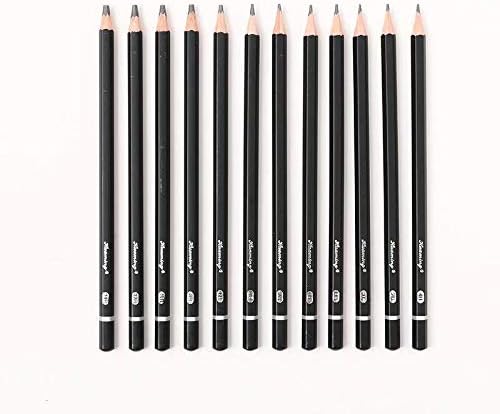 12-Pack Drawing Sketch Pencil Set 4H 2H H B 2B 4B 6B 8B 10B 12B 14B graphite sketching pencils with 2 erasers and a pencil sharpener for Kid Adults Artists Student Beginners Professional