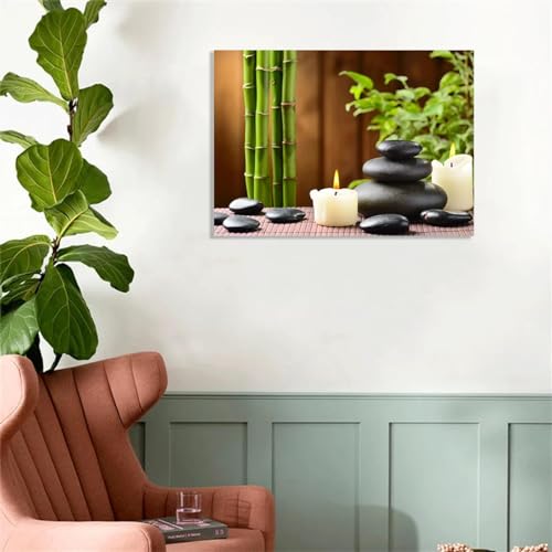Tableaux home déco bambou sur toile premium 70x100cm avec cadre interne bois - 5