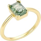 Glowave Natural Moss Agate Ring Dainty Rings for Women Jewelry for Valentine Engagement Birthday Wedding (6)