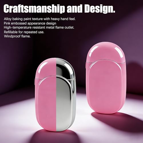 Encendedores tipo soplete rosa, pack x2, recargables miniatura 2