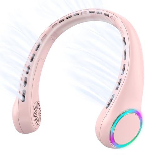 Ventilateur de cou sans pales portable rechargeable 4000 mAh avec lumière LED à 3 vitesses