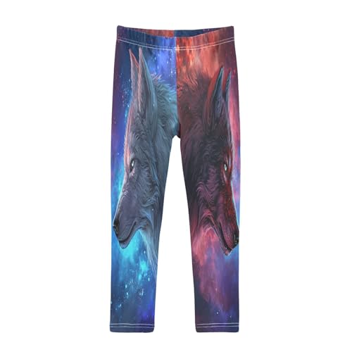 Toddler Girls Leggings Printed Yoga Pants Leggings Face to Face Two Wolf for Kids