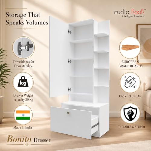 Image of Studio Kook Bonita Dressing Table with Mirror & Storage, Moonshine White