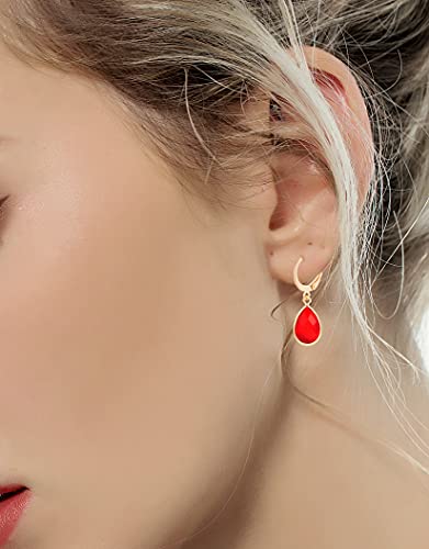 Tornito 6 Pairs Leverback Drop Dangle Earrings Set Multicolor Round Teardrop CZ Hoop Earrings 8MM for Women4