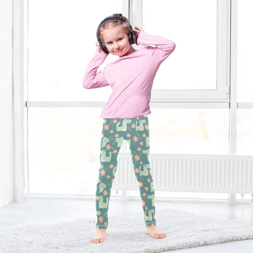 Crocodile Floral Animal Girls Casual Leggings for Kids Printed Long Pant Bottoms Stretch and Soft4