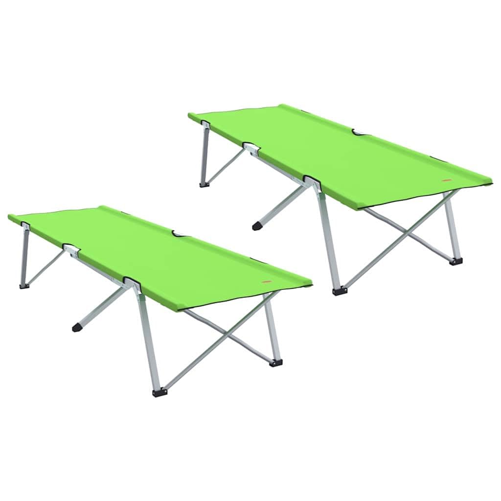 vidaXL Składane Łóżko Kempingowe 2 szt. Zielony 194 x 62,5 x 42,5 cm