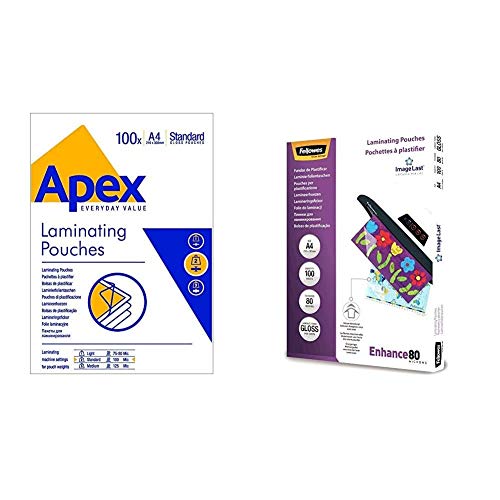 Fundas para plastificar A4 Fellowes Apex de alta transparencia con sellado térmico homogéneo