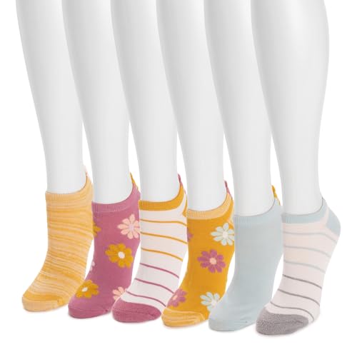 MUK LUKS Women's 6 Pack 3D Tab Low Cut Socks, Multi, OS (6-11)2