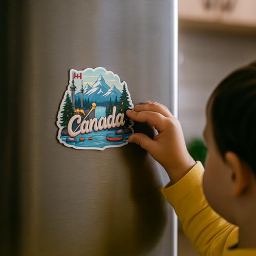 Image of Naxon Canada Country Theme Souvenir Wooden Refrigerator Stylish Fridge Magnet - Fridge Decoration Magnet for Kitchen & Home Decor | Perfect Souvenir Gift | Size 3x3 Inches | Pack of 1
