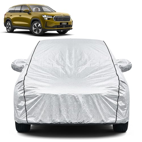 Image of Waterproof Car Cover for Skoda Kodiaq | Dustproof, UV Resistant & Scratch Protection | Soft Cotton Lining | Triple Stitched | Mirror Pockets & Elastic Fit | Silver
