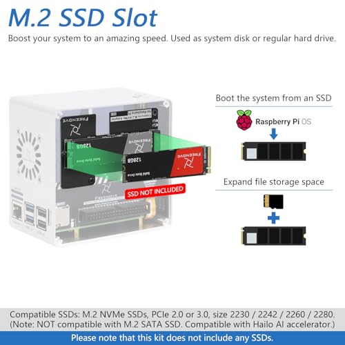 Boîtier Raspberry Pi 5 NVMe boîtier refroidisseur CPU éclairage ARgs Freenove - 3