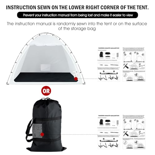 Image of Siebwin Upgrade Large 10(L) x6(W) x6.5(H) ft Spray Paint Tent with Air-Tight Premium Fabric Design & Windproof Hooks,Portable Paint Booth Tent for Furniture DIY Hobby Tool, Spray Paint Shelter,White