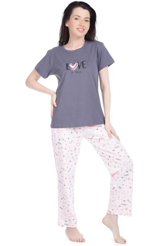 Image of Bedtime story Cotton Night Suit for Women Girls | Women's Cotton Printed Pant & Top Night Suit Set Pyjama Set Sleepwear Nightwear Nightdress Loungewear