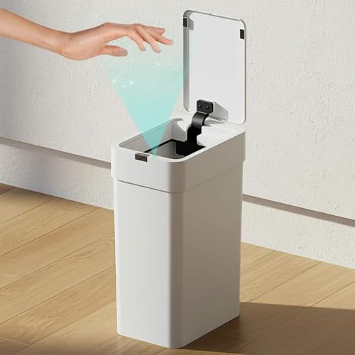 Image of House of Quirk Automatic Touchless Trash Can 9L | Motion Sensor Smart Dustbin | IPX5 Waterproof Bathroom Garbage Bin for Home, Office & Dorm (White)