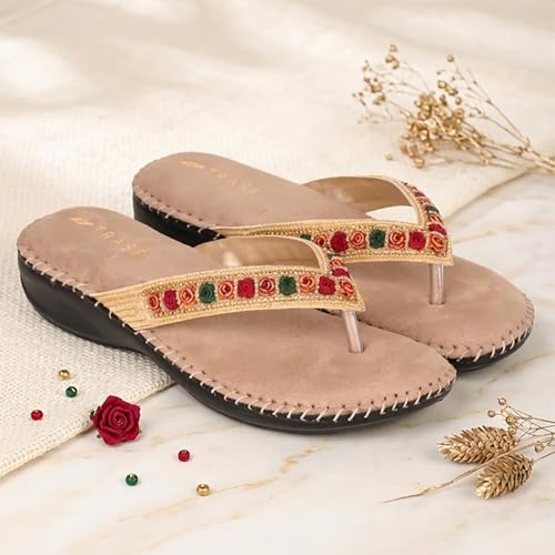 Image of TRASE Orthopedic Comfortable Footwear for Women | Stylish V Strap Chappal with Soft Cushioned Footbed | Perfect Slippers for Woman Daily Use