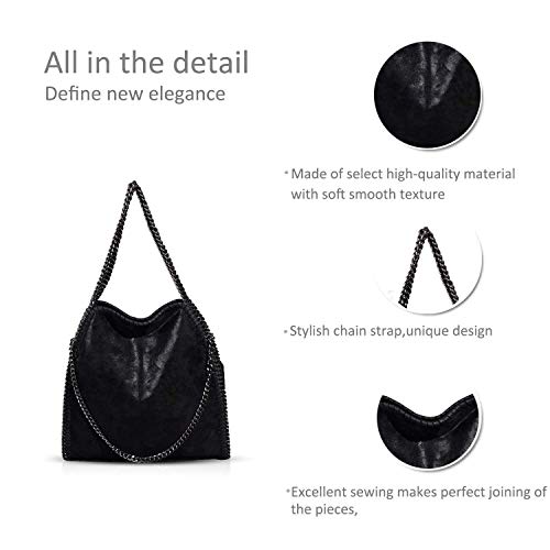 ZIYUEZIKUN Umhängetaschen für Frauen Damen Kette Umhängetasche Kettentasche Taschen für Damen Casual Handtasche große Hobo Schultertasche (Schwarz)