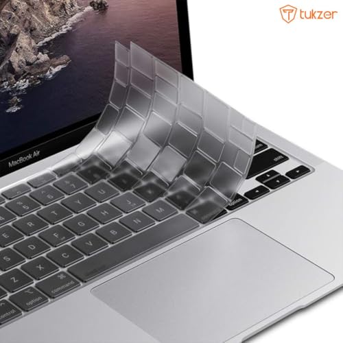 Image of Tukzer Ultra-Thin Waterproof & Dust-Proof Keyboard Protector Skin TPU for MacBook Air M1 13-inch 2020 Release | Compatible with Model A2179, A2337 with Retina Display & Touch ID (Clear)