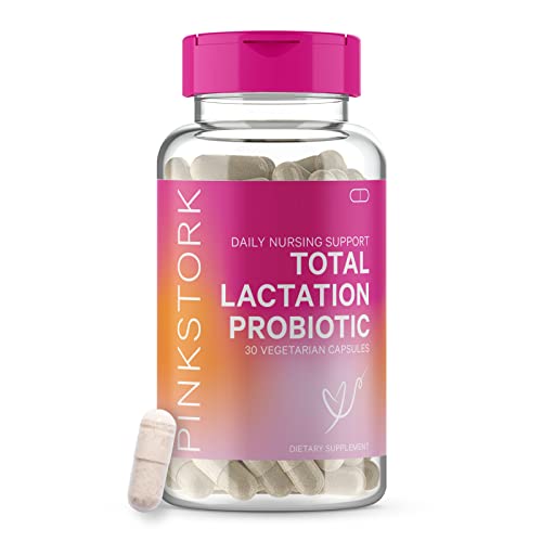 Pink Stork Total Lactation Probiotic: Probiotics for Women, Lactation Supplements to Increase Breast Milk + Nursing, 10 Billion CFU, Immune Health, Gut Health, Colic Relief, Women-Owned, 30 Capsules
