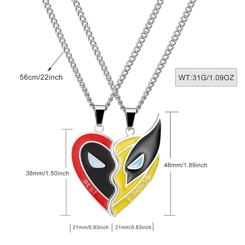 RWQIAN D&W Matching Necklace Best Friend Necklace for Men,Women's BFF Friendship Necklace for 2, Hero Necklace with Half Love Heart Pendant Jewelry Birthday Gifts for Brother Matching Couples Fans2